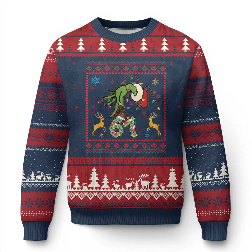Green Hand 67 Meme Ugly Sweater Ugly Christmas Sweater Funny Holiday Gift TS12 Navy Red Print Your Wear