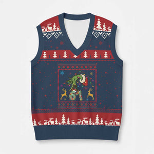 Green Hand 67 Meme Ugly Sweater V-Neck Knit Sweater Vest Funny Holiday Gift TS12 Navy Red Print Your Wear