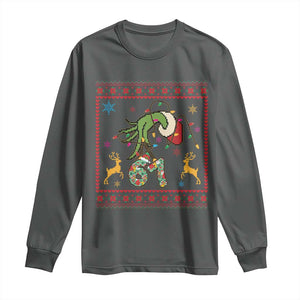 Green Hand 67 Meme Ugly Sweater Long Sleeve Shirt Funny Holiday Gift TS12 Dark Heather Print Your Wear