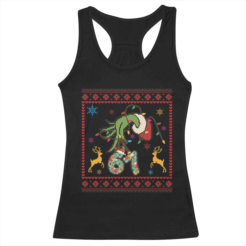 Green Hand 67 Meme Ugly Sweater Racerback Tank Top Funny Holiday Gift TS12 Black Print Your Wear