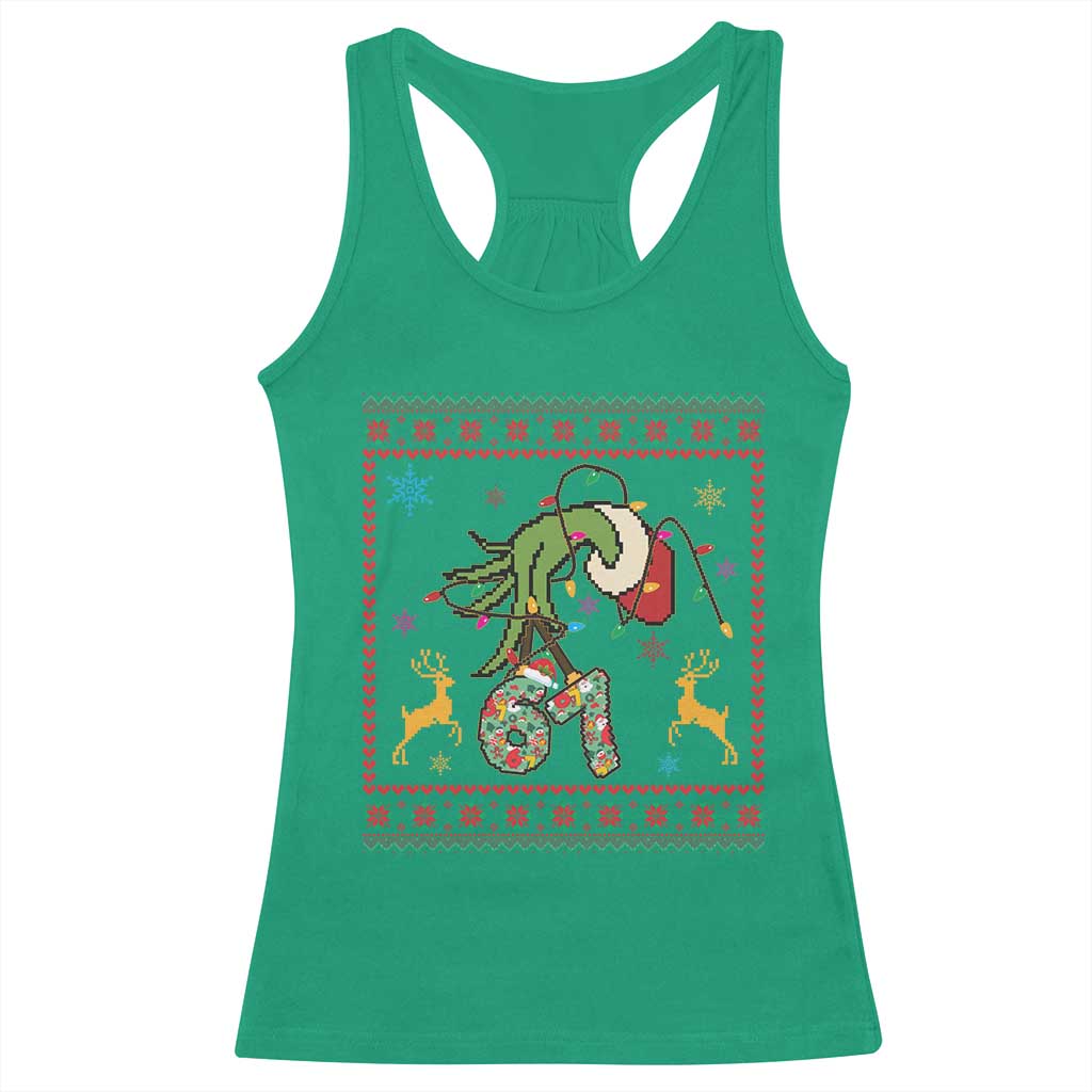 Green Hand 67 Meme Ugly Sweater Racerback Tank Top Funny Holiday Gift TS12 Irish Green Print Your Wear