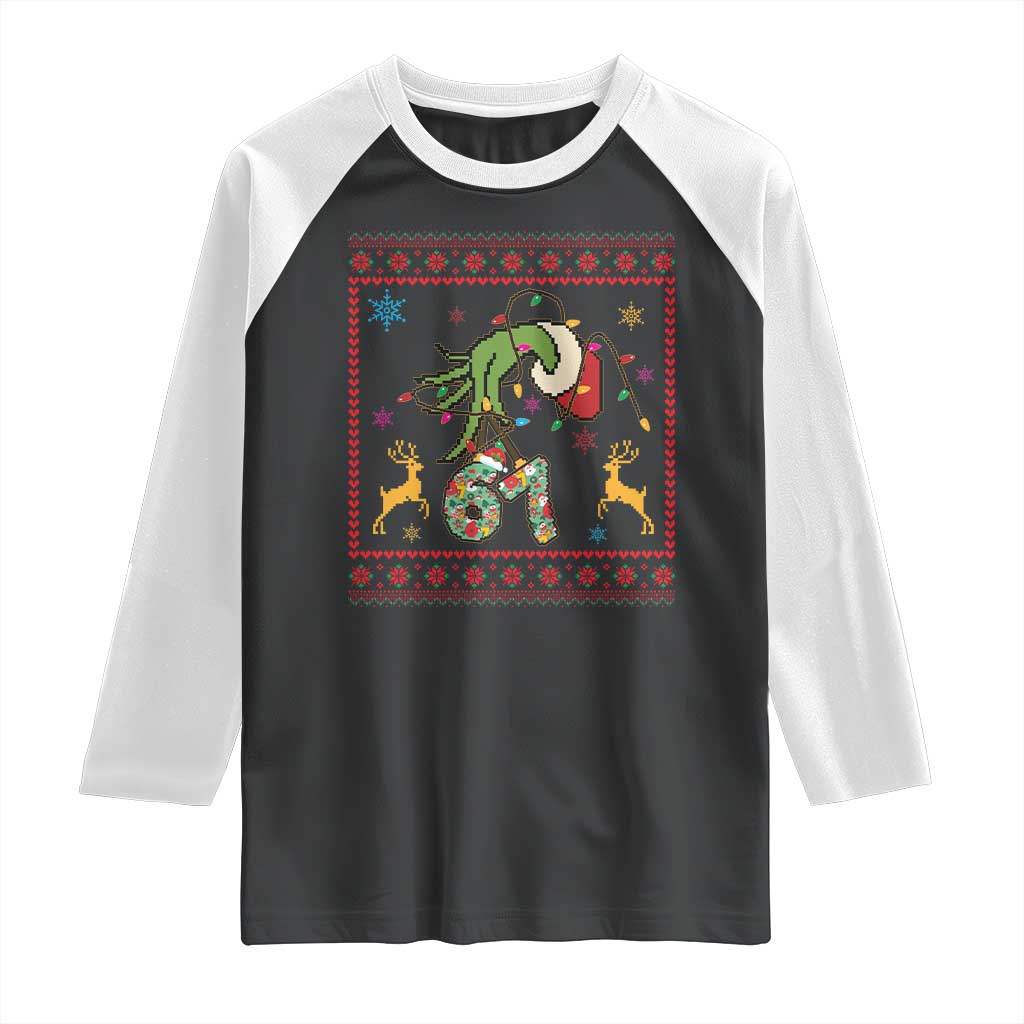 Green Hand 67 Meme Ugly Sweater Raglan Shirt Funny Holiday Gift TS12 Black White Print Your Wear