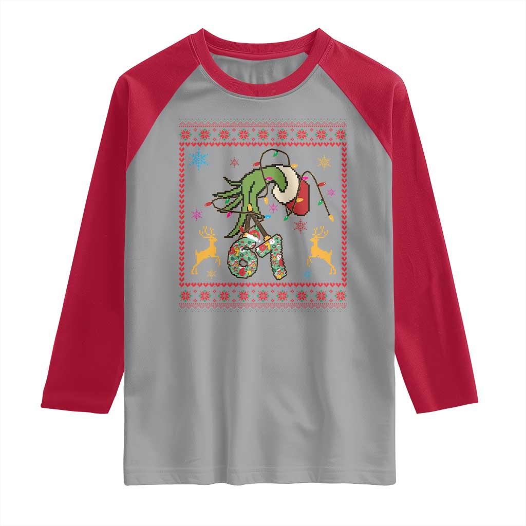 Green Hand 67 Meme Ugly Sweater Raglan Shirt Funny Holiday Gift TS12 Sport Gray Red Print Your Wear