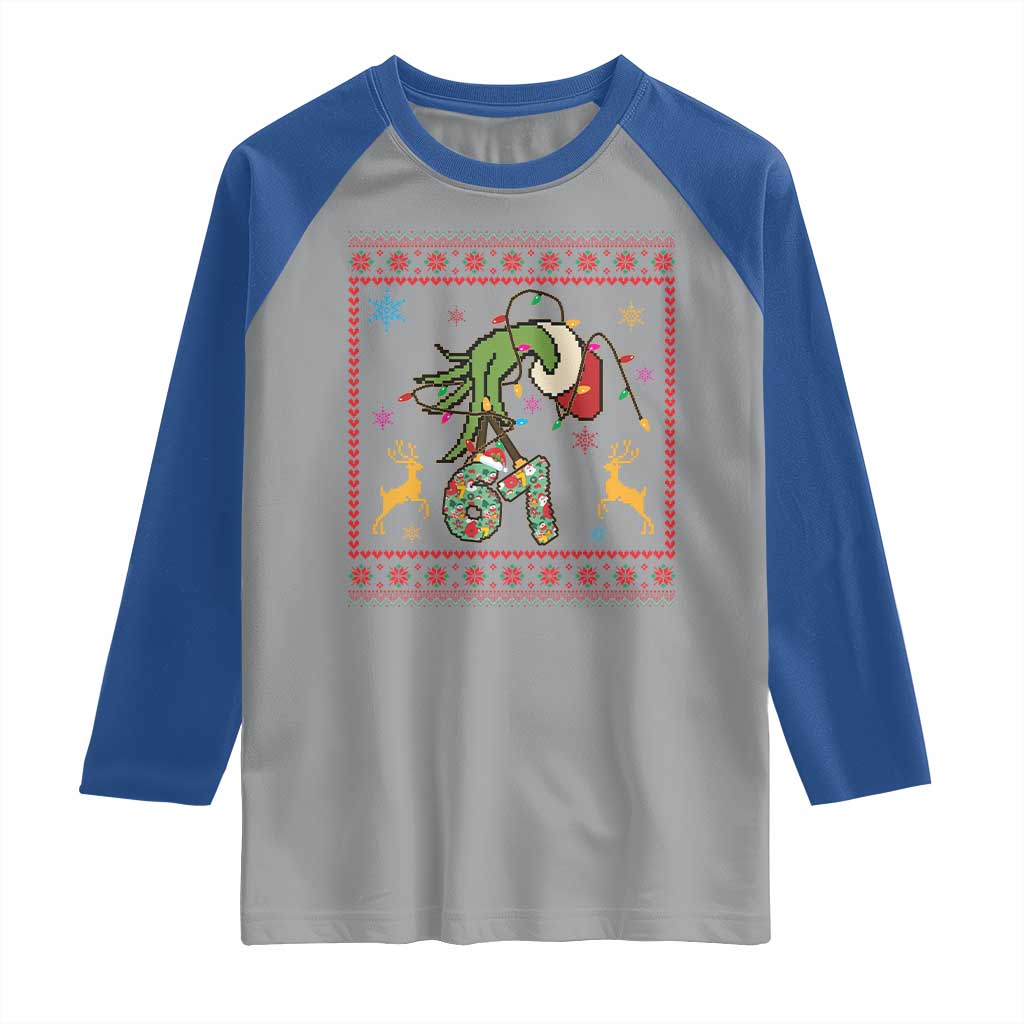 Green Hand 67 Meme Ugly Sweater Raglan Shirt Funny Holiday Gift TS12 Sport Gray Royal Print Your Wear