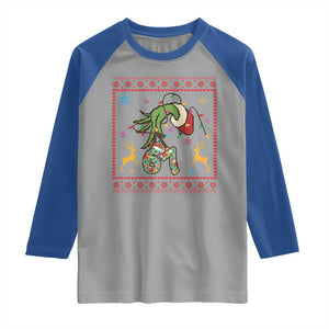 Green Hand 67 Meme Ugly Sweater Raglan Shirt Funny Holiday Gift TS12 Sport Gray Royal Print Your Wear