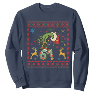 Green Hand 67 Meme Ugly Sweater Sweatshirt Funny Holiday Gift TS12 Navy Print Your Wear
