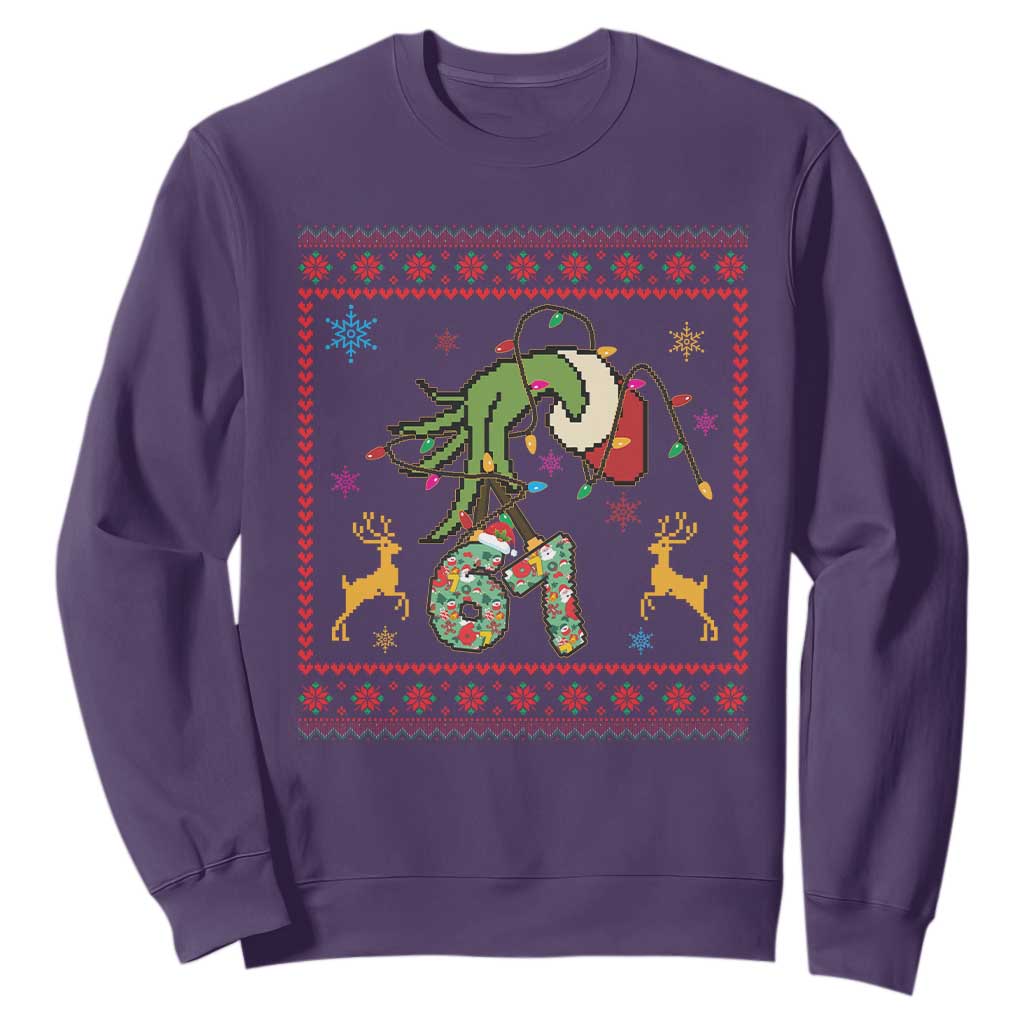 Green Hand 67 Meme Ugly Sweater Sweatshirt Funny Holiday Gift TS12 Purple Print Your Wear