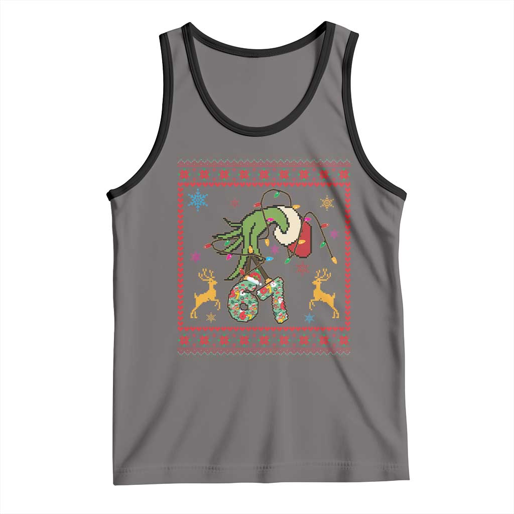 Green Hand 67 Meme Ugly Sweater Tank Top Funny Holiday Gift TS12 Deep Heather Black Print Your Wear