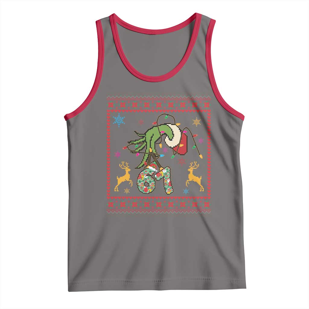 Green Hand 67 Meme Ugly Sweater Tank Top Funny Holiday Gift TS12 Deep Heather Red Print Your Wear