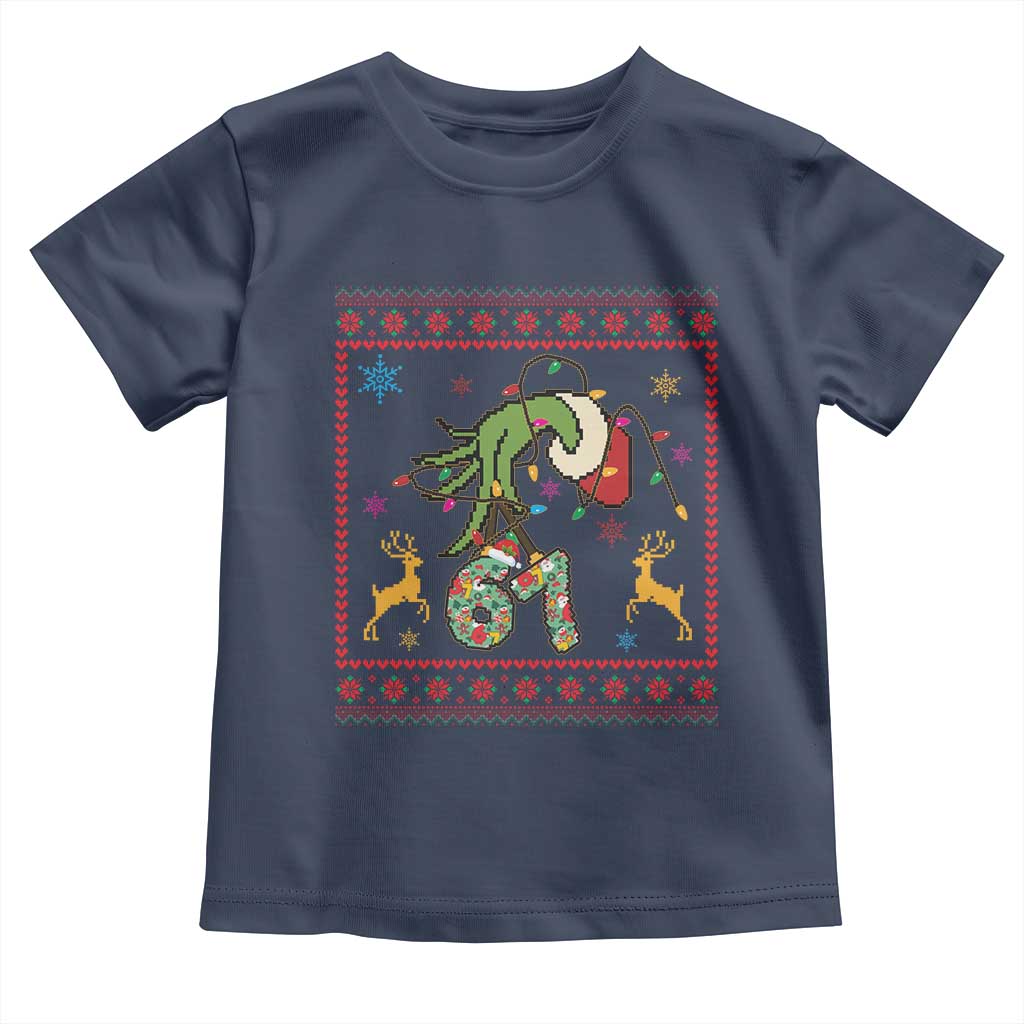Green Hand 67 Meme Ugly Sweater Toddler T Shirt Funny Holiday Gift TS12 Navy Print Your Wear