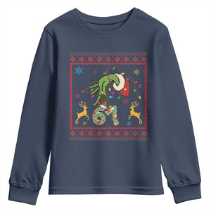 Green Hand 67 Meme Ugly Sweater Youth Sweatshirt Funny Holiday Gift TS12 Navy Print Your Wear