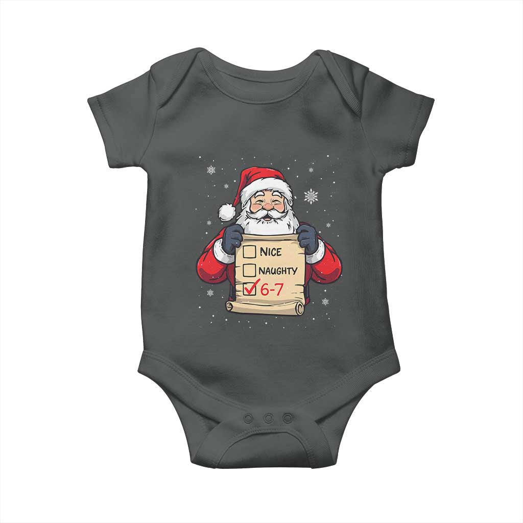 Funny Santa Six Seven Meme Baby Onesie Gen Z Christmas Gift TS12 Dark Heather Print Your Wear