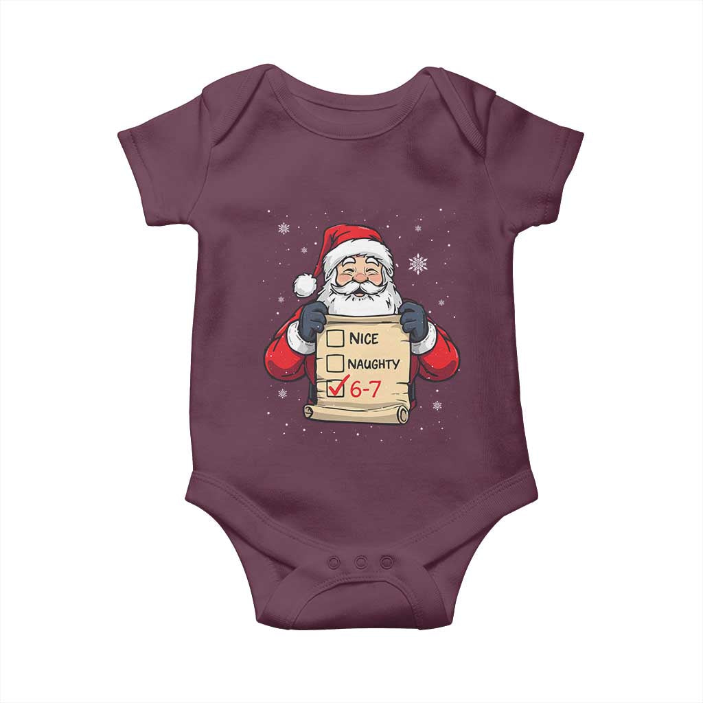 Funny Santa Six Seven Meme Baby Onesie Gen Z Christmas Gift TS12 Maroon Print Your Wear