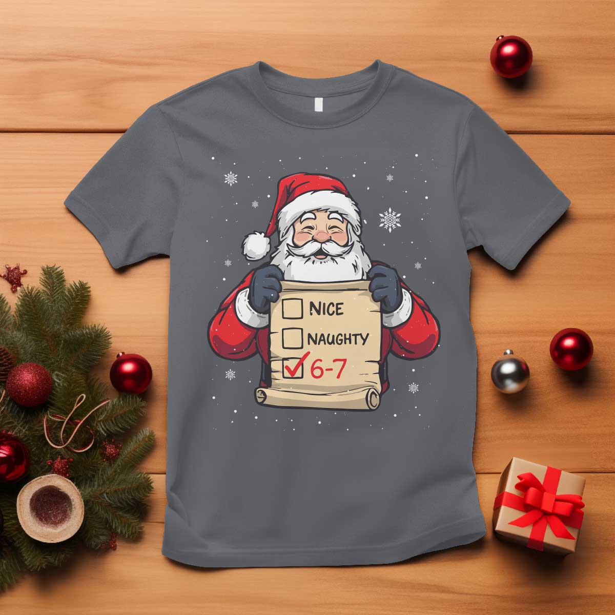 Funny Santa Six Seven Meme T Shirt Gen Z Christmas Gift TS12 Charcoal Print Your Wear