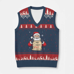 Funny Santa Six Seven Meme V-Neck Knit Sweater Vest Gen Z Xmas Gift TS12 Navy Red Print Your Wear