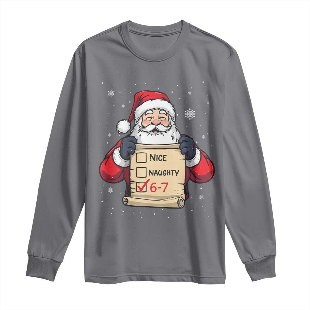 Funny Santa Six Seven Meme Long Sleeve Shirt Gen Z Christmas Gift TS12 Charcoal Print Your Wear