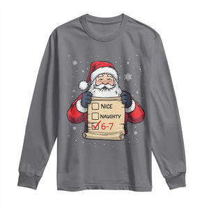 Funny Santa Six Seven Meme Long Sleeve Shirt Gen Z Christmas Gift TS12 Charcoal Print Your Wear
