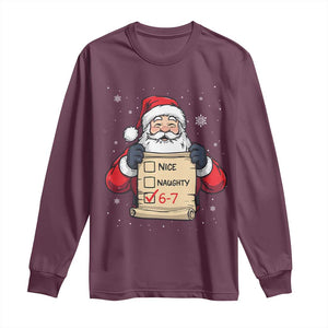 Funny Santa Six Seven Meme Long Sleeve Shirt Gen Z Christmas Gift TS12 Maroon Print Your Wear