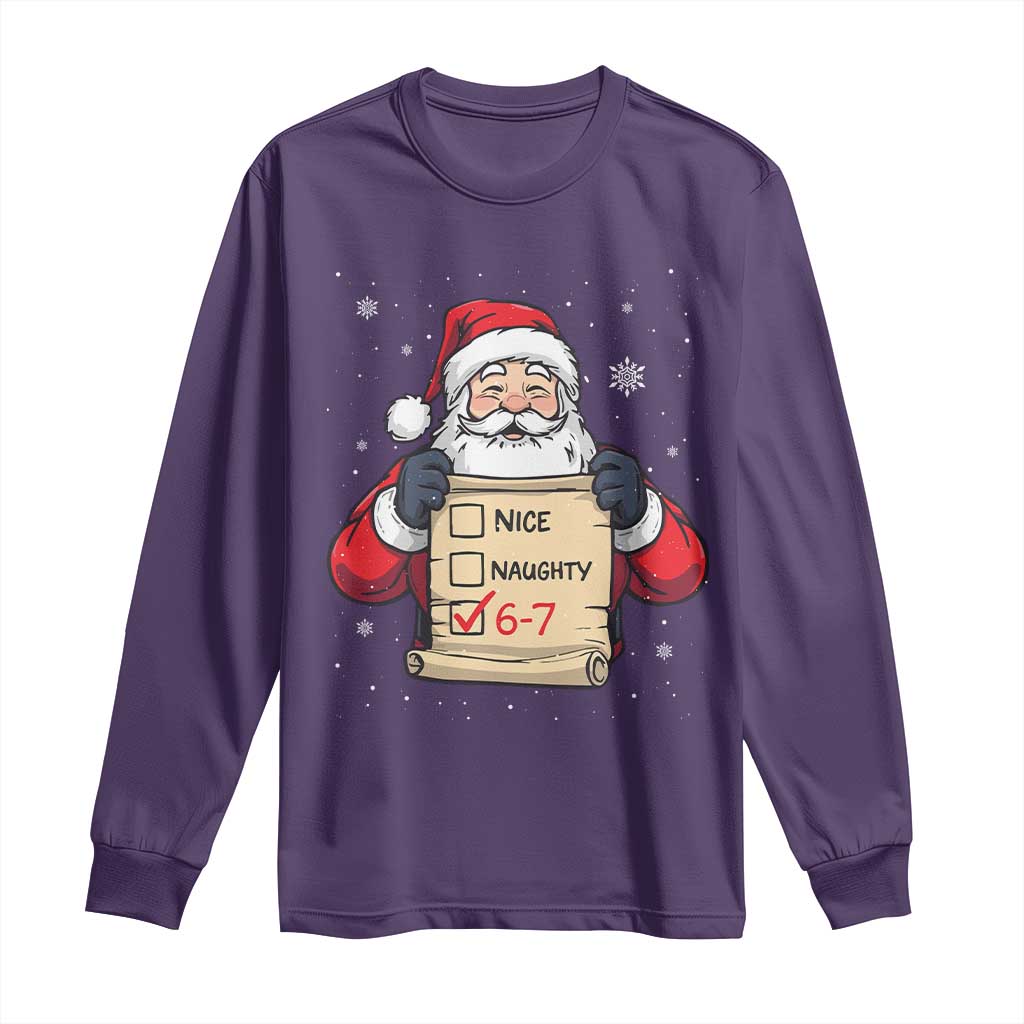 Funny Santa Six Seven Meme Long Sleeve Shirt Gen Z Christmas Gift TS12 Purple Print Your Wear