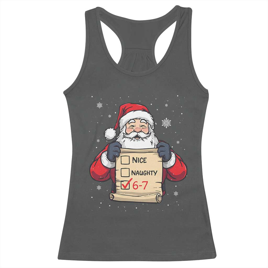 Funny Santa Six Seven Meme Racerback Tank Top Gen Z Christmas Gift TS12 Dark Heather Print Your Wear