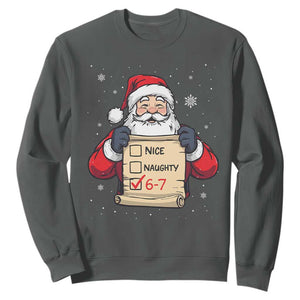 Funny Santa Six Seven Meme Sweatshirt Gen Z Christmas Gift TS12 Dark Heather Print Your Wear