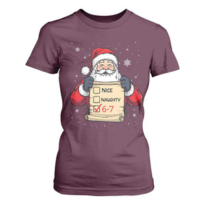 Funny Santa Six Seven Meme T Shirt For Women Gen Z Christmas Gift TS12 Maroon Print Your Wear
