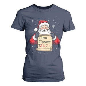 Funny Santa Six Seven Meme T Shirt For Women Gen Z Christmas Gift TS12 Navy Print Your Wear