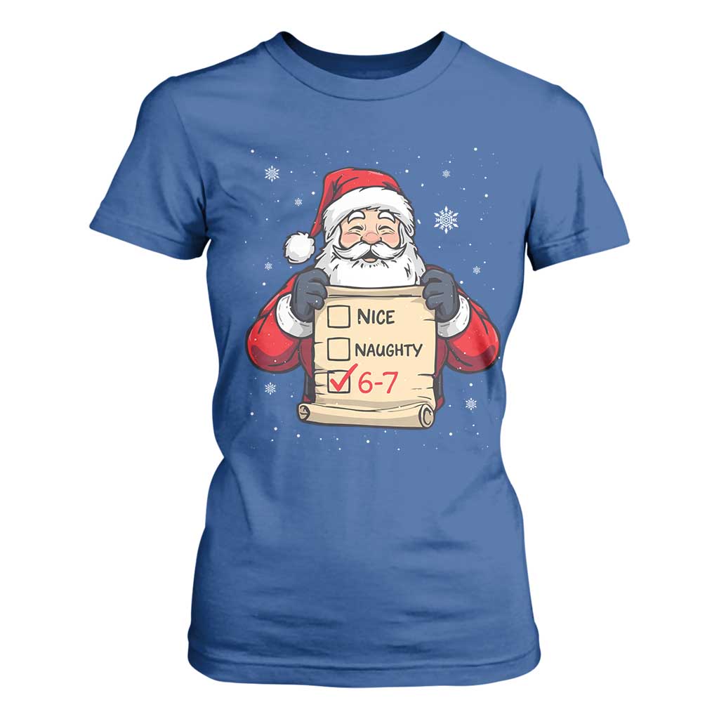 Funny Santa Six Seven Meme T Shirt For Women Gen Z Christmas Gift TS12 Royal Blue Print Your Wear