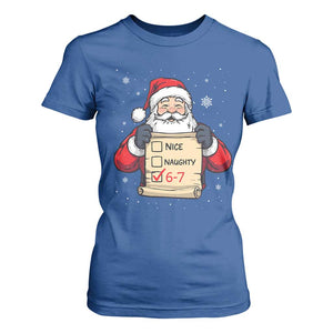 Funny Santa Six Seven Meme T Shirt For Women Gen Z Christmas Gift TS12 Royal Blue Print Your Wear