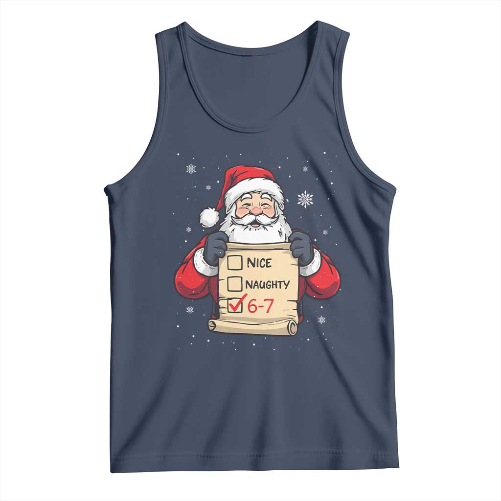 Funny Santa Six Seven Meme Tank Top Gen Z Christmas Gift TS12 Navy Print Your Wear