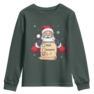 Funny Santa Six Seven Meme Youth Sweatshirt Gen Z Christmas Gift TS12 Dark Forest Green Print Your Wear