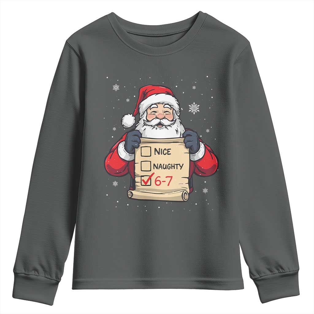 Funny Santa Six Seven Meme Youth Sweatshirt Gen Z Christmas Gift TS12 Dark Heather Print Your Wear