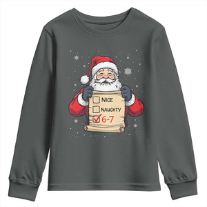 Funny Santa Six Seven Meme Youth Sweatshirt Gen Z Christmas Gift TS12 Dark Heather Print Your Wear