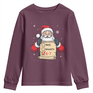 Funny Santa Six Seven Meme Youth Sweatshirt Gen Z Christmas Gift TS12 Maroon Print Your Wear