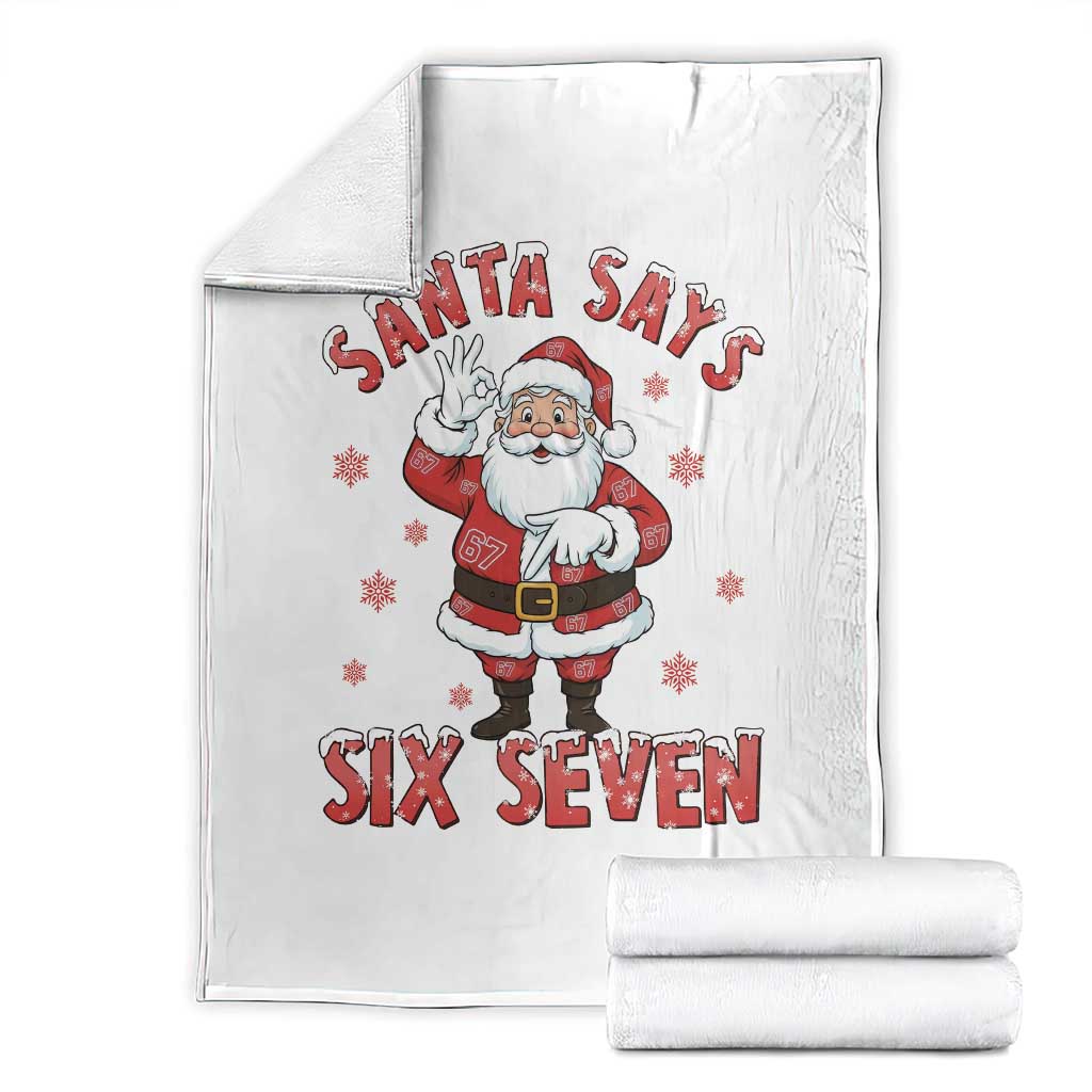 Funny Christmas Meme Gift Throw Blanket Santa Says Six Seven TS12 White Print Your Wear