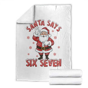 Funny Christmas Meme Gift Throw Blanket Santa Says Six Seven TS12 White Print Your Wear