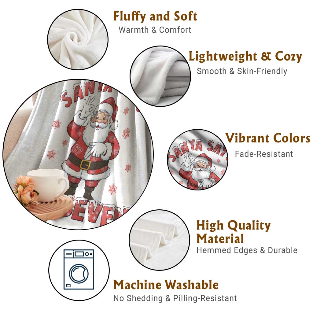 Funny Christmas Meme Gift Throw Blanket Santa Says Six Seven TS12 Print Your Wear