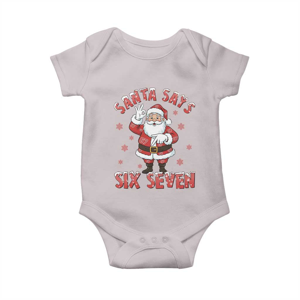 Funny Christmas Meme Gift Baby Onesie Santa Says Six Seven TS12 Ice Gray Print Your Wear