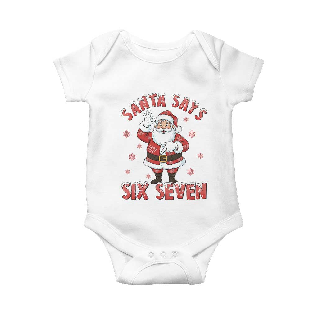 Funny Christmas Meme Gift Baby Onesie Santa Says Six Seven TS12 White Print Your Wear