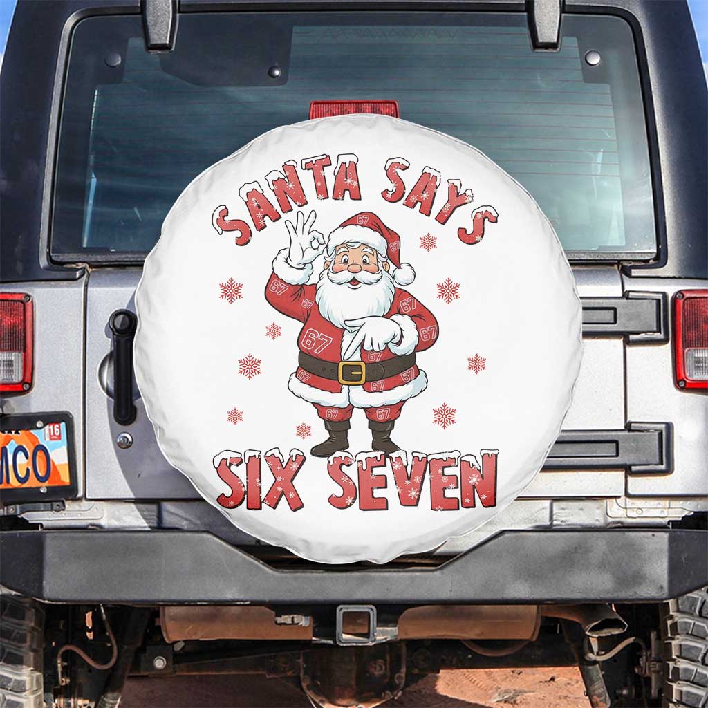 Funny Christmas Meme Gift Spare Tire Cover Santa Says Six Seven TS12 No hole White Print Your Wear