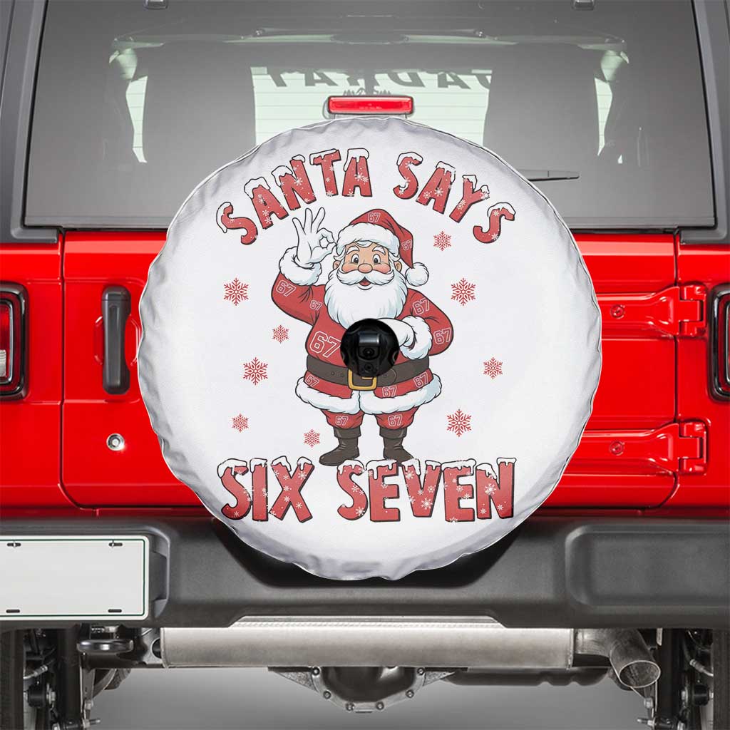 Funny Christmas Meme Gift Spare Tire Cover Santa Says Six Seven TS12 White Print Your Wear