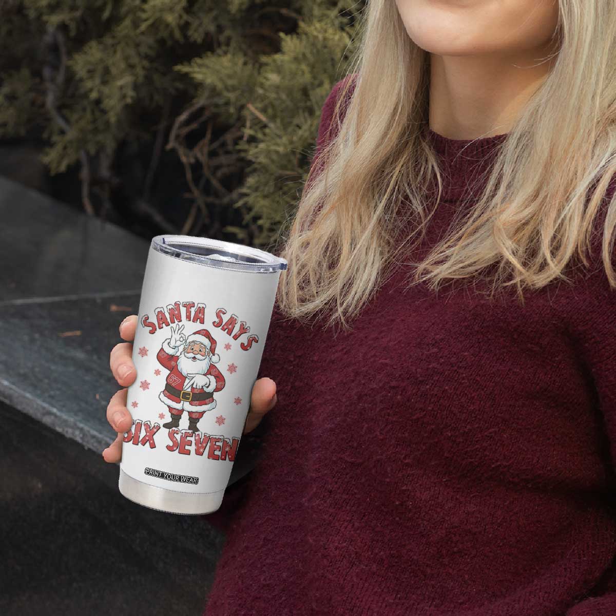 Funny Christmas Meme Gift Tumbler Cup Santa Says Six Seven TS12 Print Your Wear