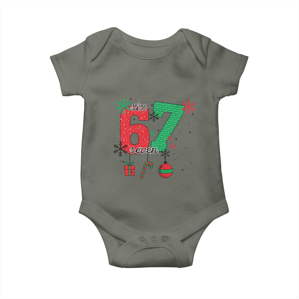 Funny Six Seven Meme Trendy TikTok Baby Onesie Christmas Gift TS12 Military Green Print Your Wear