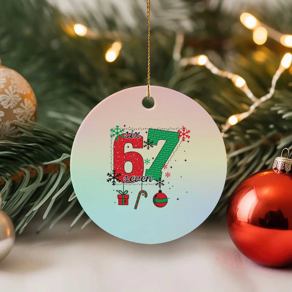 Funny Six Seven Meme Trendy TikTok Ceramic Ornament Christmas Gift TS12 1pc Pastel Print Your Wear