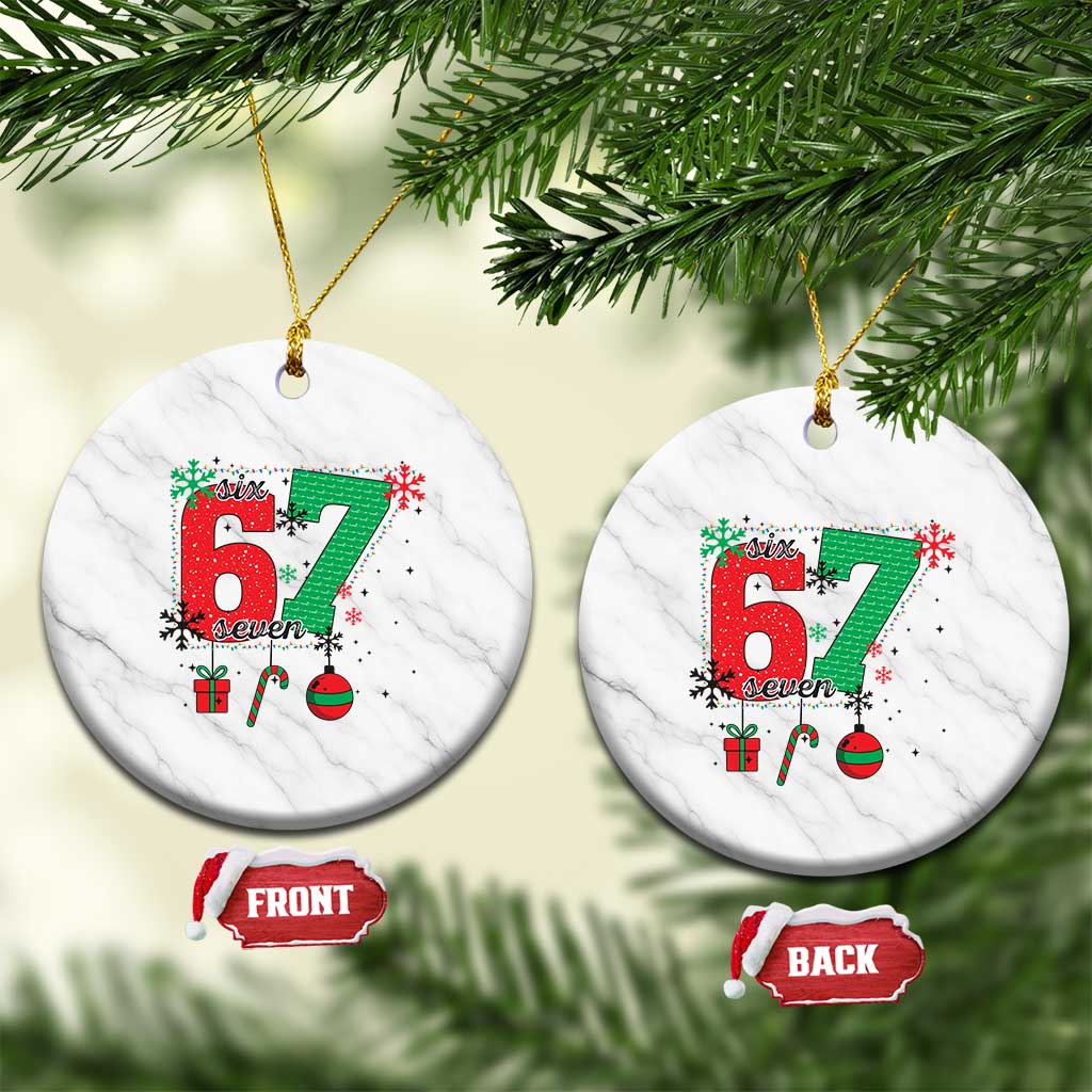 Funny Six Seven Meme Trendy TikTok Ceramic Ornament Christmas Gift TS12 1pc White Marble Print Your Wear
