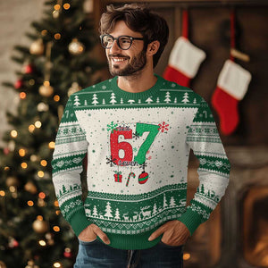 Funny Six Seven Meme Trendy TikTok Ugly Christmas Sweater Xmas Gift TS12 Beige Green Print Your Wear