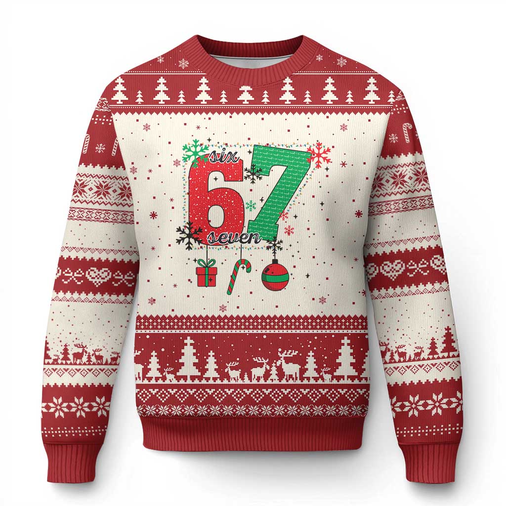 Funny Six Seven Meme Trendy TikTok Ugly Christmas Sweater Xmas Gift TS12 Beige Red Print Your Wear