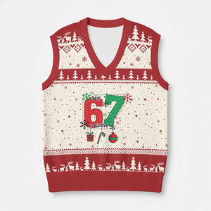 Funny Six Seven Meme Trendy TikTok V-Neck Knit Sweater Vest Xmas Gift TS12 Beige Red Print Your Wear