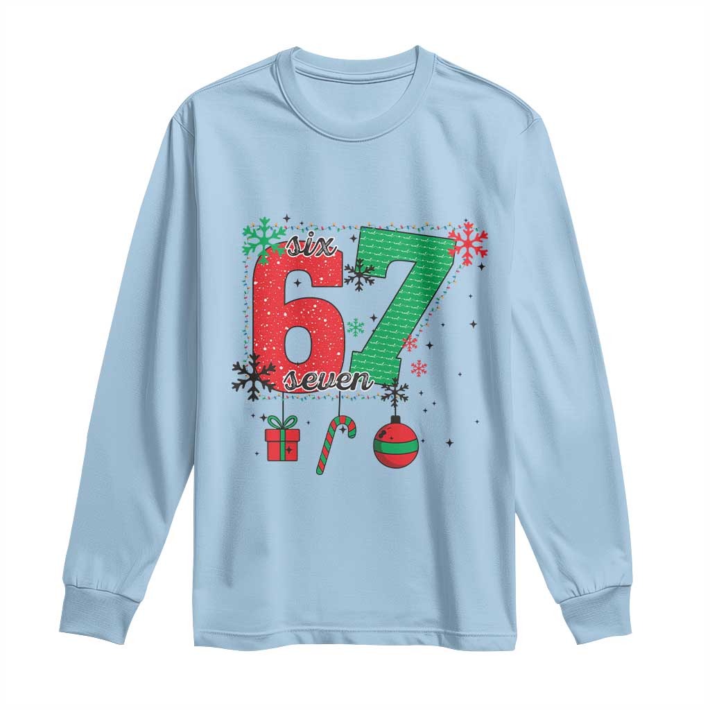 Funny Six Seven Meme Trendy TikTok Long Sleeve Shirt Christmas Gift TS12 Light Blue Print Your Wear