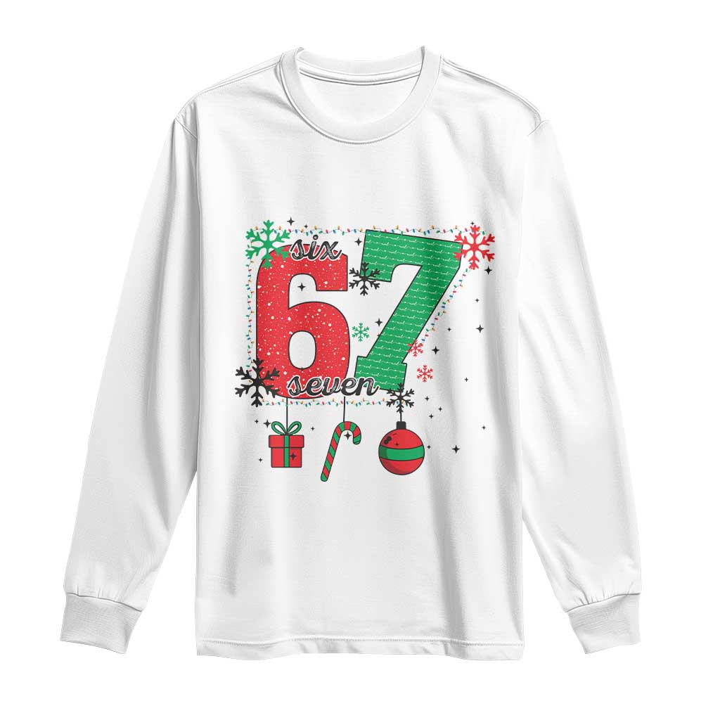 Funny Six Seven Meme Trendy TikTok Long Sleeve Shirt Christmas Gift TS12 White Print Your Wear